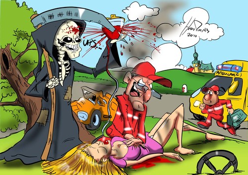 Cartoon: bad helper (medium) by Martin Hron tagged death,ambulance,first,aid