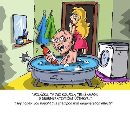 Cartoon: degeneration (medium) by Martin Hron tagged shampoo