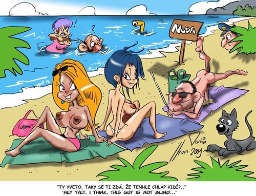 Cartoon: not blind (medium) by Martin Hron tagged nuda,beach