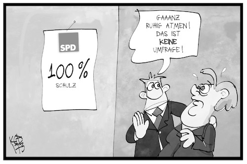 Cartoon: 100 Prozent Schulz (medium) by Kostas Koufogiorgos tagged karikatur,koufogiorgos,illustration,cartoon,schulz,spd,merkel,umfrage,ohnmacht,wahlkampf,angst,partei,politik,karikatur,koufogiorgos,illustration,cartoon,schulz,spd,merkel,umfrage,ohnmacht,wahlkampf,angst,partei,politik