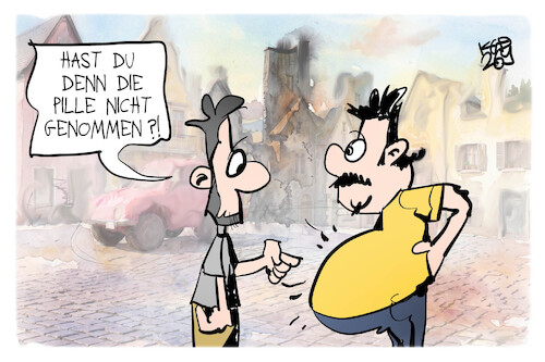 Cartoon: Abnehmpille (medium) by Kostas Koufogiorgos tagged karikatur,koufogiorgos,mann,schwanger,pille,abnehmen,übergewicht,karikatur,koufogiorgos,mann,schwanger,pille,abnehmen,übergewicht