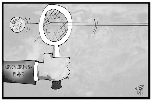 Cartoon: Abschiebungspläne (medium) by Kostas Koufogiorgos tagged karikatur,koufogiorgos,illustration,cartoon,abschiebung,tennis,realität,migration,karikatur,koufogiorgos,illustration,cartoon,abschiebung,tennis,realität,migration