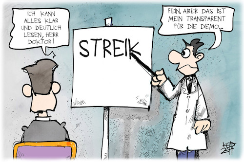 Cartoon: Ärztestreik (medium) by Kostas Koufogiorgos tagged karikatur,koufogiorgos,augenarzt,streik,arzt,patient,karikatur,koufogiorgos,augenarzt,streik,arzt,patient