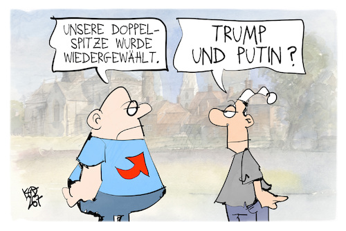 Cartoon: AfD-Doppelspitze (medium) by Kostas Koufogiorgos tagged karikatur,koufogiorgos,afd,doppelspitze,trump,putin,karikatur,koufogiorgos,afd,doppelspitze,trump,putin