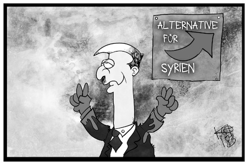 Cartoon: AfD-Politiker besuchen Syrien (medium) by Kostas Koufogiorgos tagged karikatur,koufogiorgos,illustration,cartoon,assad,syrien,partei,krieg,konflikt,politik,blut,machthaber,karikatur,koufogiorgos,illustration,cartoon,assad,syrien,partei,krieg,konflikt,politik,blut,machthaber