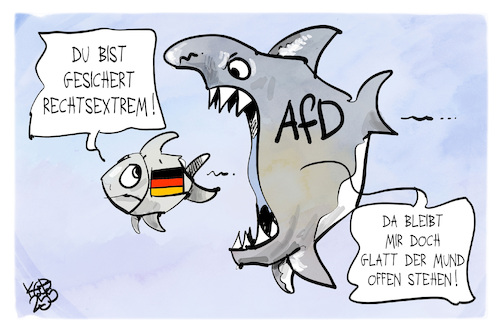 Cartoon: AfD (medium) by Kostas Koufogiorgos tagged karikatur,koufogiorgos,afd,fisch,hai,rechtsextremismus,karikatur,koufogiorgos,afd,fisch,hai,rechtsextremismus