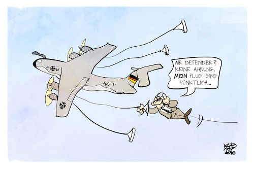 Cartoon: Air Defender 2023 (medium) by Kostas Koufogiorgos tagged karikatur,koufogiorgos,defender,flug,reise,urlaub,karikatur,koufogiorgos,defender,flug,reise,urlaub