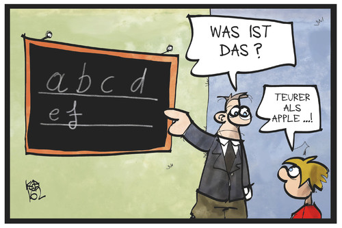 Cartoon: Alphabet (medium) by Kostas Koufogiorgos tagged karikatur,koufogiorgos,illustration,cartoon,alphabet,google,apple,unternehmen,wert,wirtschaft,schüler,schule,lehrer,buchstaben,börse,markt,karikatur,koufogiorgos,illustration,cartoon,alphabet,google,apple,unternehmen,wert,wirtschaft,schüler,schule,lehrer,buchstaben,börse,markt