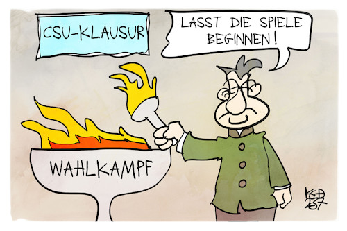 Cartoon: Bayerischer Wahlkampf (medium) by Kostas Koufogiorgos tagged karikatur,koufogiorgos,csu,söder,wahlkampf,flamme,feuer,spiele,karikatur,koufogiorgos,csu,söder,wahlkampf,flamme,feuer,spiele