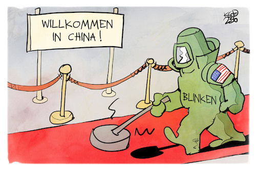 Cartoon: Blinken in China (medium) by Kostas Koufogiorgos tagged karikatur,koufogiorgos,china,blinken,mine,vermint,usa,karikatur,koufogiorgos,china,blinken,mine,vermint,usa