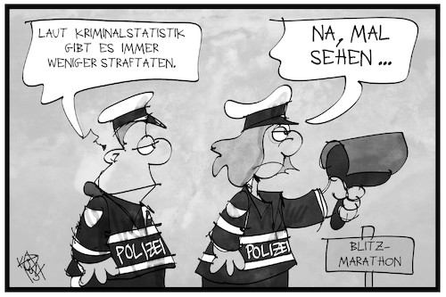 Cartoon: Blitzmarathon 2019 (medium) by Kostas Koufogiorgos tagged karikatur,koufogiorgos,illustration,cartoon,blitzmarathon,kriminalstatistik,straftaten,polizei,polizist,autofahrer,raser,karikatur,koufogiorgos,illustration,cartoon,blitzmarathon,kriminalstatistik,straftaten,polizei,polizist,autofahrer,raser