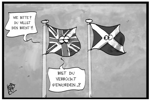 Cartoon: Brexit II (medium) by Kostas Koufogiorgos tagged karikatur,koufogiorgos,illustration,cartoon,brexit,grossbritannien,schottland,fahne,flagge,abspaltung,ausstieg,separatismus,europa,politik,karikatur,koufogiorgos,illustration,cartoon,brexit,grossbritannien,schottland,fahne,flagge,abspaltung,ausstieg,separatismus,europa,politik