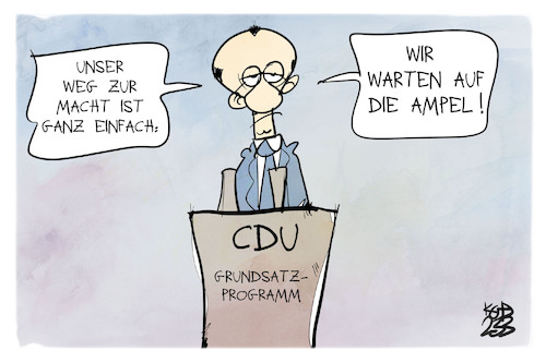 Cartoon: CDU Grundsatzprogramm (medium) by Kostas Koufogiorgos tagged karikatur,koufogiorgos,cdu,merz,grundsatzprogramm,ampel,karikatur,koufogiorgos,cdu,merz,grundsatzprogramm,ampel
