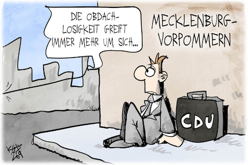 Cartoon: CDU in MV (medium) by Kostas Koufogiorgos tagged karikatur,koufogiorgos,cdu,obdachlosigkeit,karikatur,koufogiorgos,cdu,obdachlosigkeit