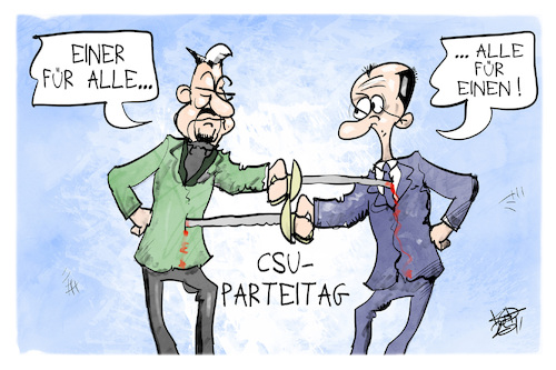 Cartoon: CDU und CSU (medium) by Kostas Koufogiorgos tagged karikatur,koufogiorgos,cdu,csu,parteitag,musketiere,söder,merz,karikatur,koufogiorgos,cdu,csu,parteitag,musketiere,söder,merz