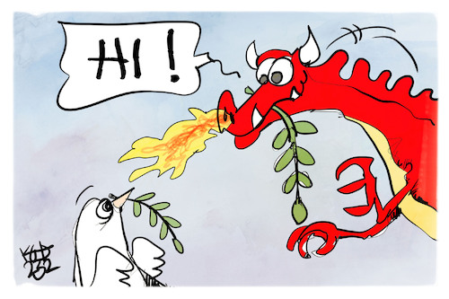 Cartoon: Chinas Friedenplan (medium) by Kostas Koufogiorgos tagged karikatur,koufogiorgos,china,frieden,taube,drache,karikatur,koufogiorgos,china,frieden,taube,drache