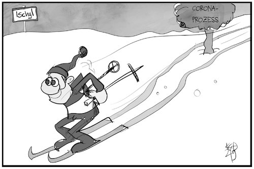 Cartoon: Corona-Prozess (medium) by Kostas Koufogiorgos tagged karikatur,koufogiorgos,illustration,cartoon,ischgl,corona,ski,klage,prozess,karikatur,koufogiorgos,illustration,cartoon,ischgl,corona,ski,klage,prozess