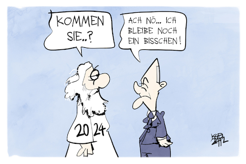 Cartoon: Das Jahr geht Scholz bleibt (medium) by Kostas Koufogiorgos tagged karikatur,koufogiorgos,scholz,jahr,2024,2025,jahreswechsel,karikatur,koufogiorgos,scholz,jahr,2024,2025,jahreswechsel