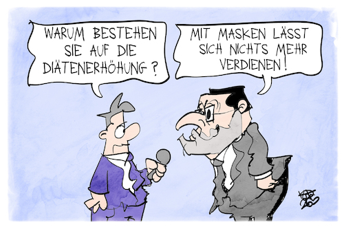 Cartoon: Diätenerhöhung (medium) by Kostas Koufogiorgos tagged karikatur,koufogiorgos,diät,spahn,masken,geld,gehalt,karikatur,koufogiorgos,diät,spahn,masken,geld,gehalt