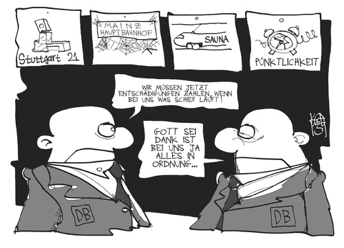 Cartoon: Die Bahn (medium) by Kostas Koufogiorgos tagged koufogiorgos,karikatur,infrastruktur,verkehr,mainz,21,stuttgart,fahrgastrechte,urteil,eugh,bahn,bahn,eugh,urteil,fahrgastrechte,stuttgart,21,mainz,verkehr,infrastruktur,karikatur,koufogiorgos