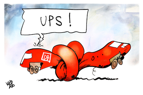 Cartoon: Die Bahn hat Probleme (medium) by Kostas Koufogiorgos tagged karikatur,koufogiorgos,bahn,knoten,problem,panne,infrastruktur,ausfall,karikatur,koufogiorgos,bahn,knoten,problem,panne,infrastruktur,ausfall