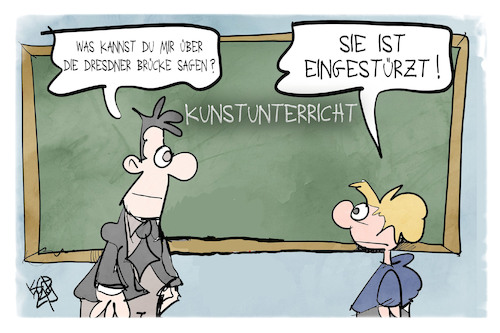 Cartoon: Dresdner Brücke (medium) by Kostas Koufogiorgos tagged karikatur,koufogiorgos,dresden,bruecke,expressionismus,lehrer,schueler,kunst,unterricht,kunstgeschichte,einsturz,karikatur,koufogiorgos,dresden,bruecke,expressionismus,lehrer,schueler,kunst,unterricht,kunstgeschichte,einsturz