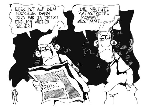 Cartoon: EHEC (medium) by Kostas Koufogiorgos tagged ehec,erreger,keim,darm,katastrophe,skandal,gesundheit,krankheit