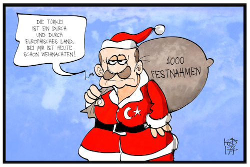 Cartoon: Europäische Türkei (medium) by Kostas Koufogiorgos tagged karikatur,koufogiorgos,illustration,cartoon,erdogan,tuerkei,eu,christlich,weihnachten,weihnachtsmann,verhaftung,beitritt,karikatur,koufogiorgos,illustration,cartoon,erdogan,tuerkei,eu,christlich,weihnachten,weihnachtsmann,verhaftung,beitritt