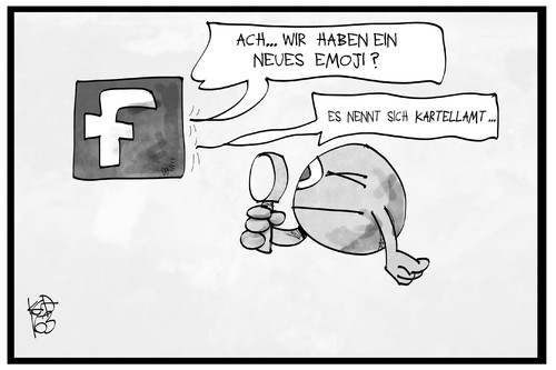 Cartoon: Facebook (medium) by Kostas Koufogiorgos tagged karikatur,koufogiorgos,illustration,cartoon,facebook,emoticon,emoji,soziale,netzwerke,internet,kartellamt,ermittlung,lupe,untersuchung,marktmissbrauch,marktmacht,karikatur,koufogiorgos,illustration,cartoon,facebook,emoticon,emoji,soziale,netzwerke,internet,kartellamt,ermittlung,lupe,untersuchung,marktmissbrauch,marktmacht