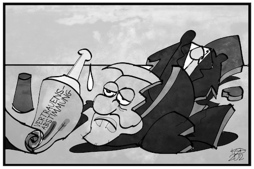 Cartoon: FDP-Vertrauensfrage (medium) by Kostas Koufogiorgos tagged karikatur,koufogiorgos,illustration,cartoon,lindner,scherben,thueringen,fdp,partei,vorsitzender,liberale,karikatur,koufogiorgos,illustration,cartoon,lindner,scherben,thueringen,fdp,partei,vorsitzender,liberale