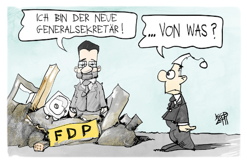 Cartoon: FDP (medium) by Kostas Koufogiorgos tagged karikatur,koufogiorgos,fdp,buschmann,partei,generalseketär,karikatur,koufogiorgos,fdp,buschmann,partei,generalseketär