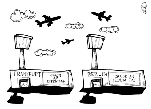 Cartoon: Flughafen-Chaos (medium) by Kostas Koufogiorgos tagged flughafen,chaos,frankfurt,berlin,ber,lufthansa,streik,gewerkschaft,ufo,arbeit,karikatur,kostas,koufogiorgos,flughafen,chaos,frankfurt,berlin,ber,lufthansa,streik,gewerkschaft,ufo,arbeit,karikatur,kostas,koufogiorgos