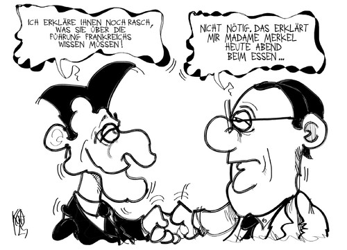Cartoon: Frankreich (medium) by Kostas Koufogiorgos tagged frankreich,führung,hollande,sarkozy,merkel,deutschland,präsident,karikatur,kostas,koufogiorgos,frankreich,führung,hollande,sarkozy,merkel