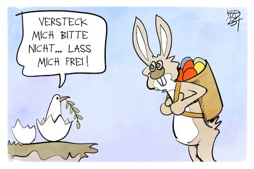 Cartoon: Friedliche Ostern (medium) by Kostas Koufogiorgos tagged karikatur,koufogiorgos,ostern,osterfest,osterhase,friedenstaube,karikatur,koufogiorgos,ostern,osterfest,osterhase,friedenstaube
