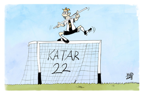 Cartoon: Fußball-WM (medium) by Kostas Koufogiorgos tagged karikatur,koufogiorgos,wm,fußball,balance,tor,gleichgewicht,karikatur,koufogiorgos,wm,fußball,balance,tor,gleichgewicht