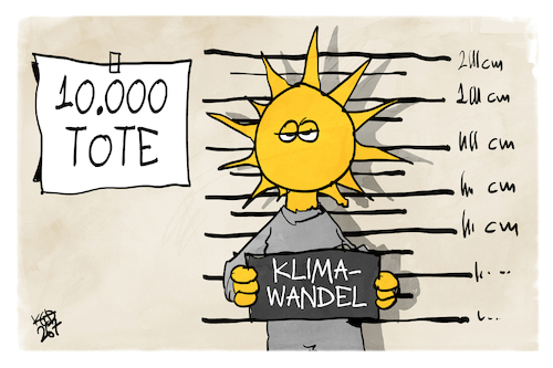 Cartoon: Hitzetote (medium) by Kostas Koufogiorgos tagged karikatur,koufogiorgos,hitzetote,verdächtig,sonne,klimawandel,hitze,karikatur,koufogiorgos,hitzetote,verdächtig,sonne,klimawandel,hitze