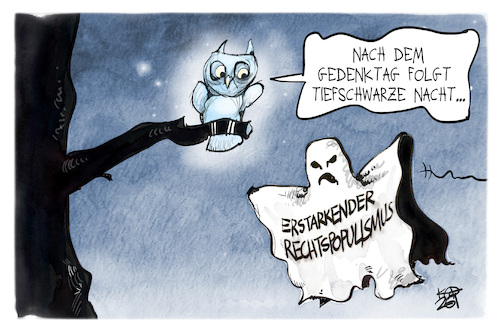 Cartoon: Holocaust-Gedenktag (medium) by Kostas Koufogiorgos tagged karikatur,koufogiorgos,holocaust,gedenktag,nacht,rechtsextremismus,geist,gespenst,karikatur,koufogiorgos,holocaust,gedenktag,nacht,rechtsextremismus,geist,gespenst