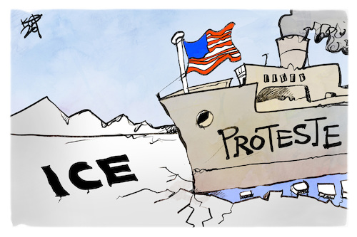 Cartoon: ICE-Brecher (medium) by Kostas Koufogiorgos tagged karikatur,koufogiorgos,ice,eisbrecher,proteste,usa,karikatur,koufogiorgos,ice,eisbrecher,proteste,usa