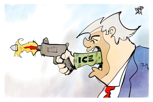 Cartoon: ICE (medium) by Kostas Koufogiorgos tagged karikatur,koufogiorgos,ice,trump,karikatur,koufogiorgos,ice,trump