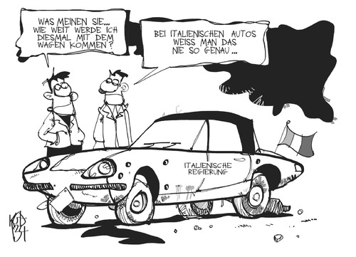 Cartoon: Italien (medium) by Kostas Koufogiorgos tagged koufogiorgos,karikatur,koalition,stabilität,auto,regierung,italien,italien,regierung,auto,stabilität,koalition,karikatur,koufogiorgos