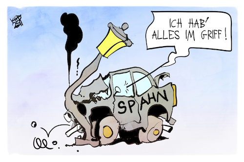 Cartoon: Jens Spahn (medium) by Kostas Koufogiorgos tagged karikatur,koufogiorgos,spahn,unfall,kontrolle,cdu,fraktion,karikatur,koufogiorgos,spahn,unfall,kontrolle,cdu,fraktion