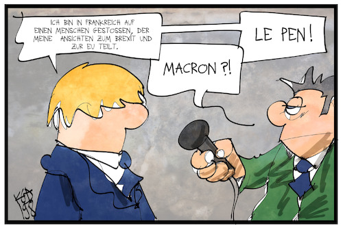 Cartoon: Johnson in Frankreich (medium) by Kostas Koufogiorgos tagged karikatur,koufogiorgos,illustration,cartoon,boris,johnson,uk,frankreich,le,pen,populist,brexit,interview,journalist,karikatur,koufogiorgos,illustration,cartoon,boris,johnson,uk,frankreich,le,pen,populist,brexit,interview,journalist