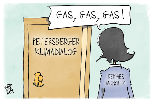 Cartoon: Klimadialog (medium) by Kostas Koufogiorgos tagged karikatur,koufogiorgos,reiche,monolog,gas,klimadialog,petersberg,klima,energie,karikatur,koufogiorgos,reiche,monolog,gas,klimadialog,petersberg,klima,energie