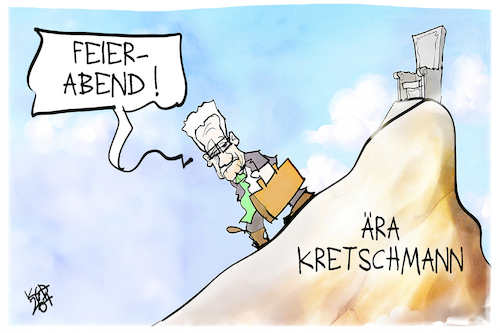 Cartoon: Kretschmann macht Feierabend (medium) by Kostas Koufogiorgos tagged karikatur,koufogiorgos,feierabend,kretschmann,ära,baden,württemberg,karikatur,koufogiorgos,feierabend,kretschmann,ära,baden,württemberg