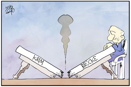 Cartoon: Krim-Brücke (medium) by Kostas Koufogiorgos tagged karikatur,koufogiorgos,krim,brücke,tisch,putin,russland,karikatur,koufogiorgos,krim,brücke,tisch,putin,russland