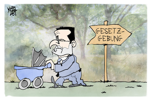 Cartoon: Leihmutterschaft (medium) by Kostas Koufogiorgos tagged spahn,leihmutter,vater,kind,kinderwagen,gesetz,spahn,leihmutter,vater,kind,kinderwagen,gesetz