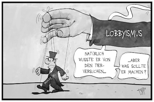 Cartoon: Lobbyismus (medium) by Kostas Koufogiorgos tagged karikatur,koufogiorgos,illustration,cartoon,lobbyismus,marionette,politik,abgas,test,tierversuch,politiker,korruption,karikatur,koufogiorgos,illustration,cartoon,lobbyismus,marionette,politik,abgas,test,tierversuch,politiker,korruption