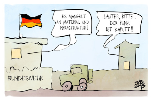 Cartoon: Mängel bei der Bundeswehr (medium) by Kostas Koufogiorgos tagged karikatur,koufogiorgos,bundeswehr,mangel,karikatur,koufogiorgos,bundeswehr,mangel