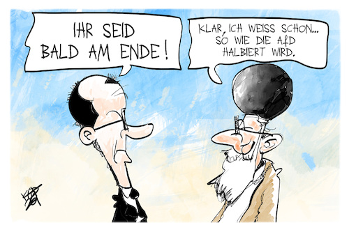 Cartoon: Merz und der Iran (medium) by Kostas Koufogiorgos tagged karikatur,koufogiorgos,merz,iran,mullah,afd,karikatur,koufogiorgos,merz,iran,mullah,afd