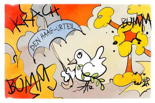 Cartoon: Nahost-Krieg (medium) by Kostas Koufogiorgos tagged karikatur,koufogiorgos,nahost,palästina,schutz,friedenstaube,regenschirm,karikatur,koufogiorgos,nahost,palästina,schutz,friedenstaube,regenschirm